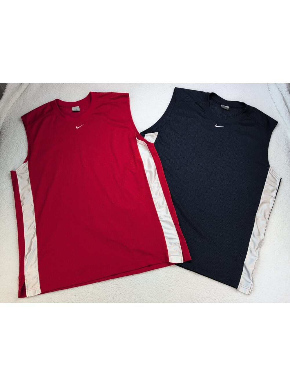 Y2K Nike Mesh Tank Tops Mens XL Sleeveless Athletic Dri-Fit Red Blue 2007